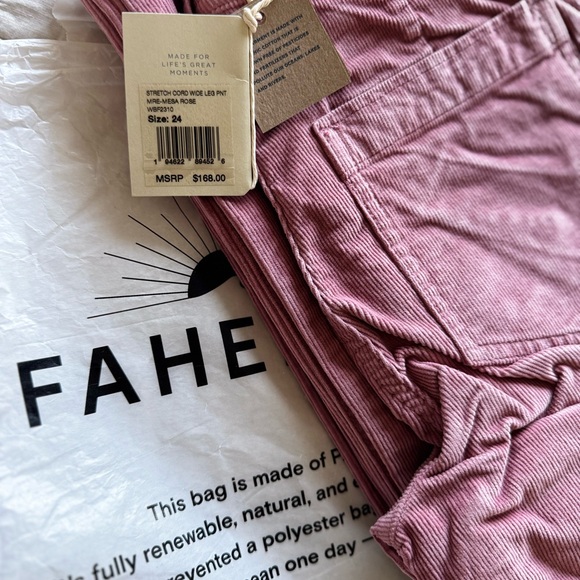 Faherty Stretch Cord Wide Leg - Women's Pink Jeans - Picture 5 of 7